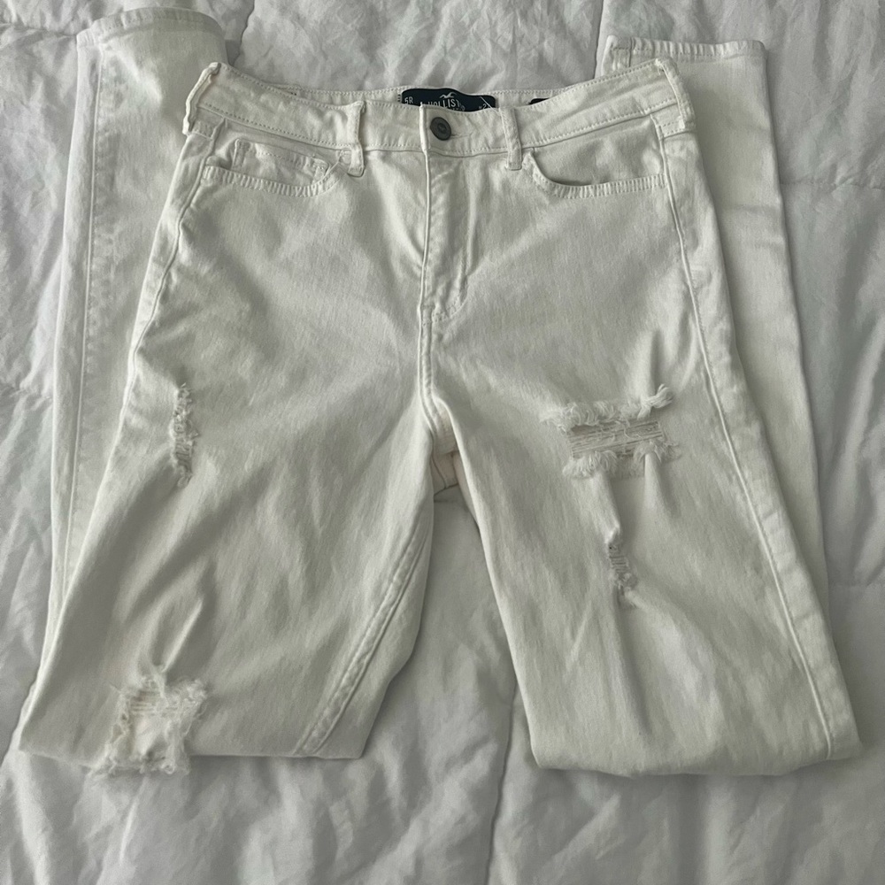 Hollister High Rise White Distressed Skinny Jeans